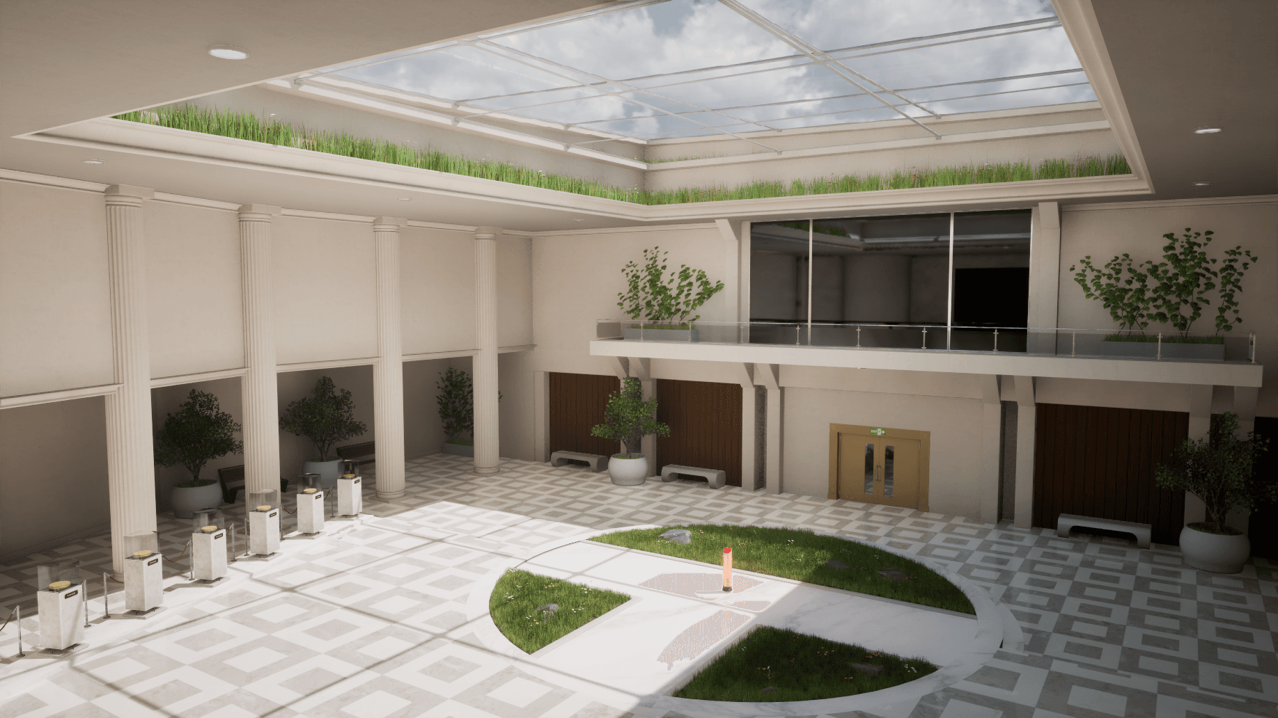 A sunlit atrium in Interlinked